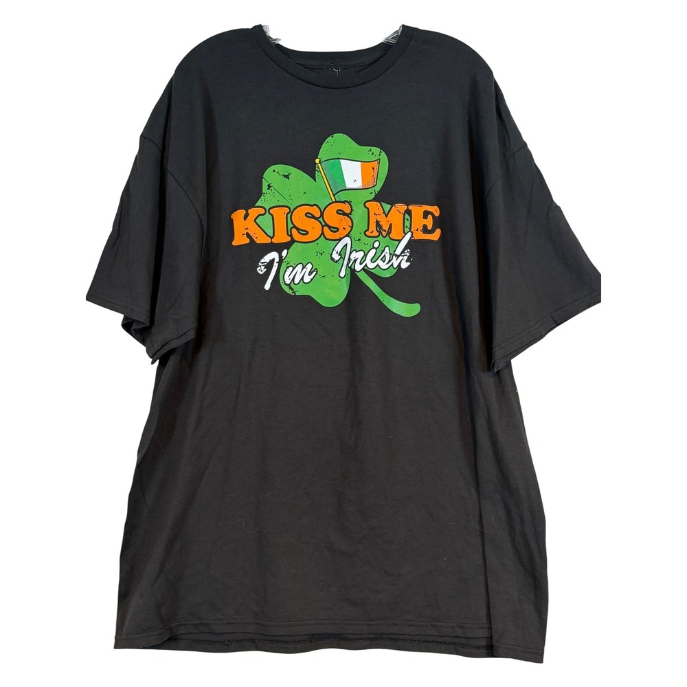Rue21 Samegang Mens XXL Kiss Me Im Irish St Patricks Day Tee Black NEW Shamrock